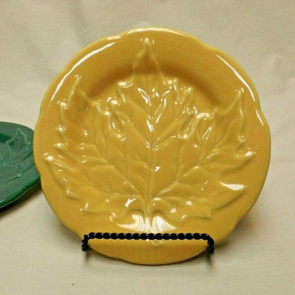Longaberger Pottery Set of 4 Falling Leaves Collection Leaf Plates in the Box - Picture 6 of 10